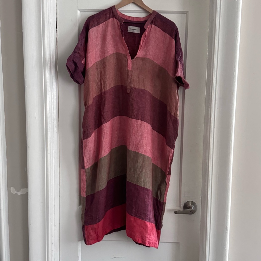 Humanoid Oversized Linen Striped Dress  Made in Romania - Picture 7 of 9